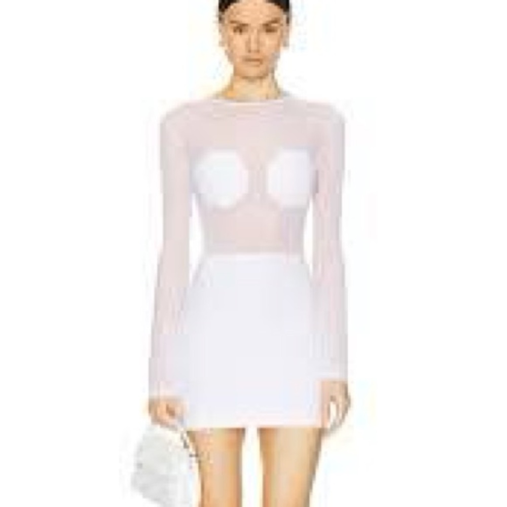NORMA KAMALI Dot Dash Mini Dress in Snow White